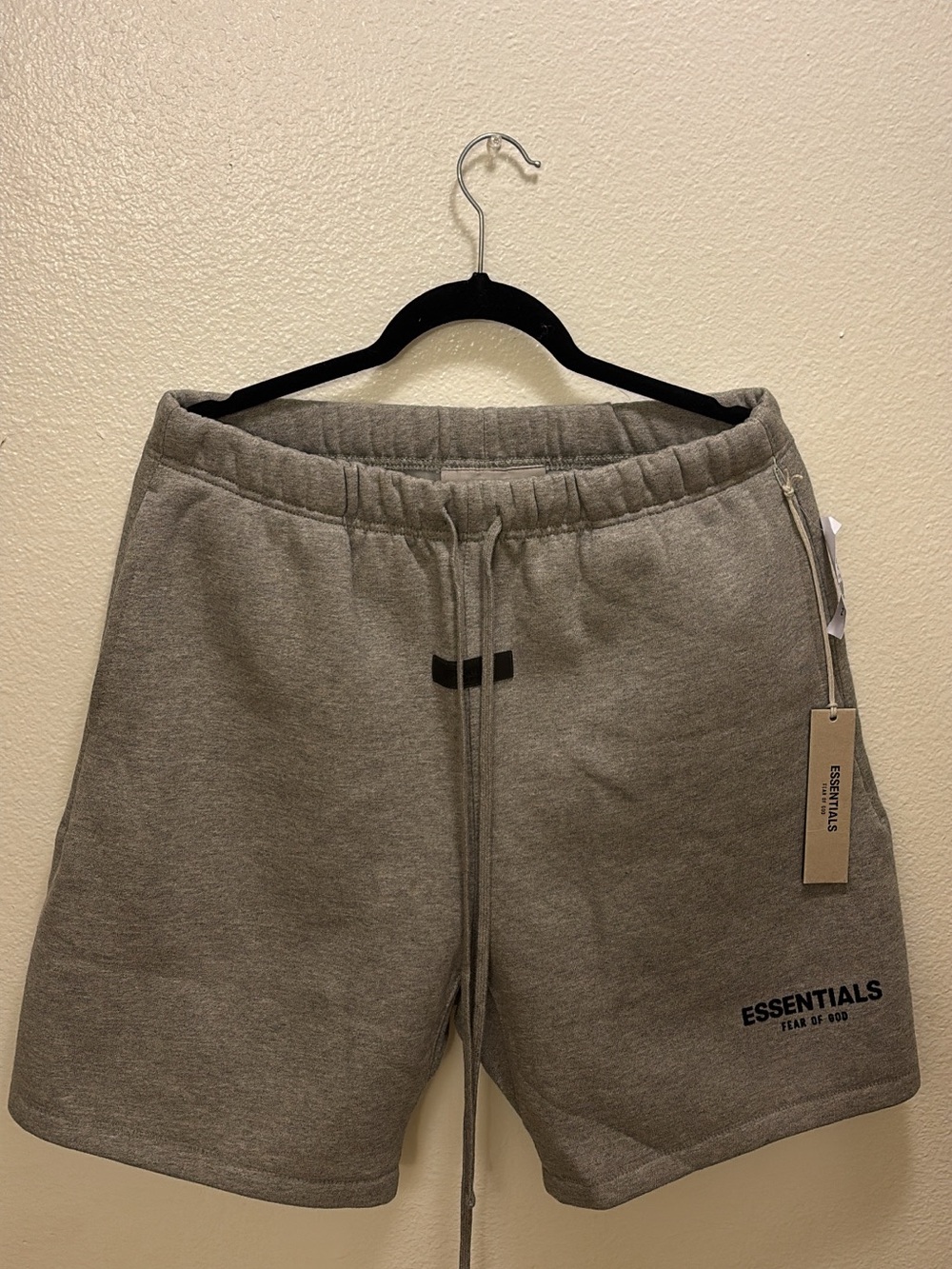 ESSENTIALS Men's Heather Gray Athletic Shorts with Drawstring